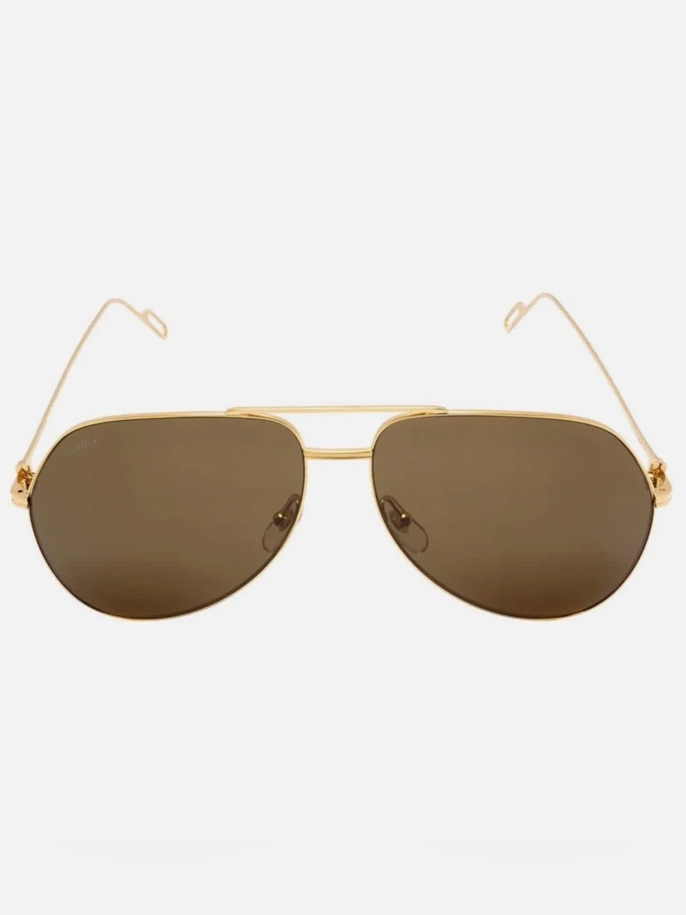 Cartier Authentic Aviator Pilot Brown Lens Shiny Gold Sunglasses CT0110S 014 62